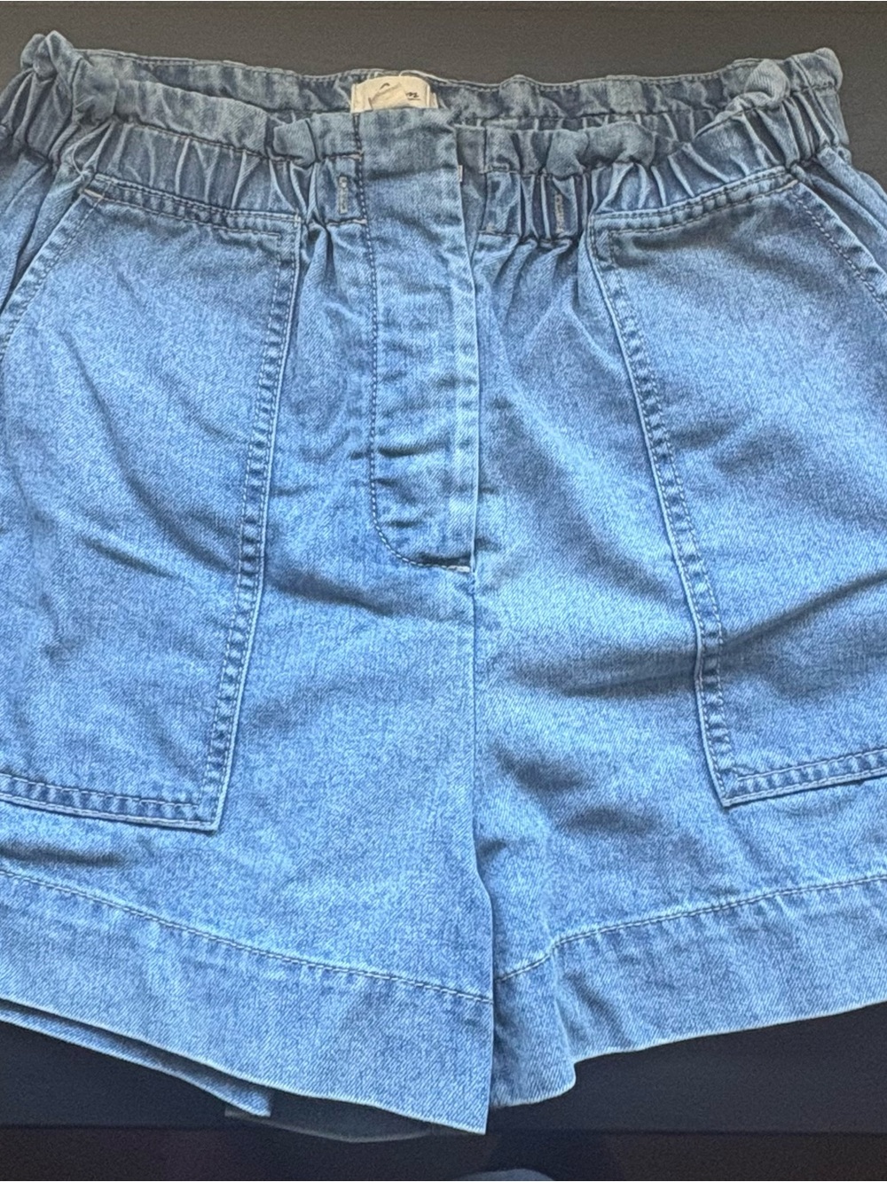Elan High Waisted Paperbag Denim Shorts - Size Medium (JE3089)